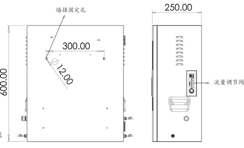 二次供水水質(zhì)在線(xiàn)監(jiān)測(cè)儀側(cè)視圖